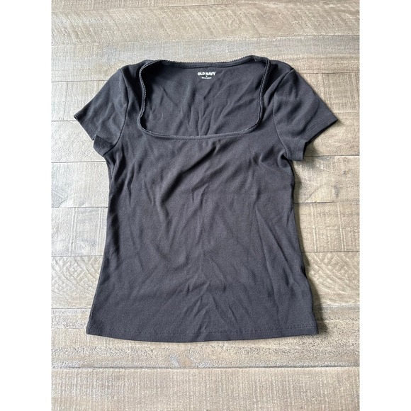 Old Navy Tops - Old Navy Women's Black Square Neck Short Sleeve Tee Size Medium